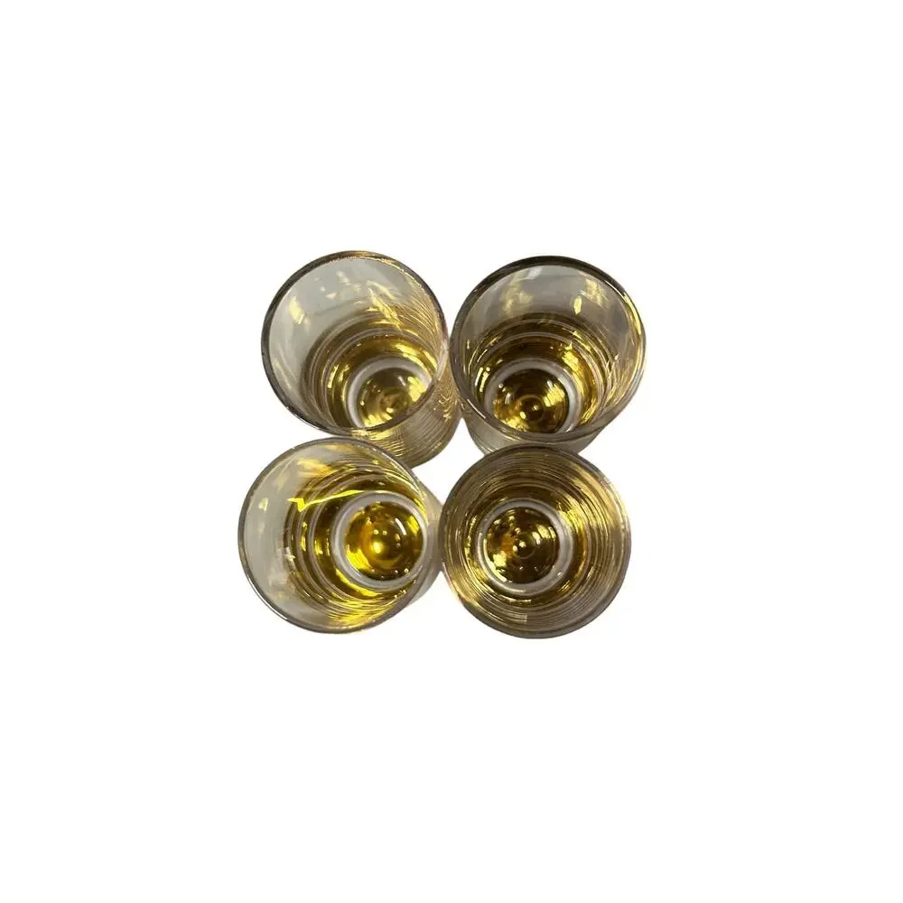 MCM Style Amber Gold Floating Base Whiskey Shot Glasses / Cordials (Set of 4)